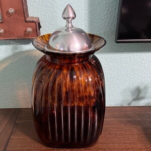 Artland Amber Glass Jar with Silver Lid